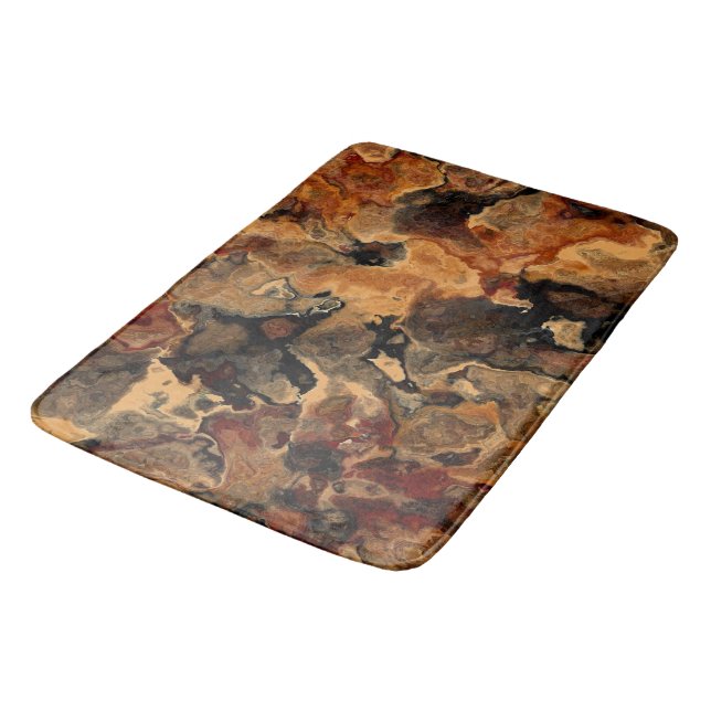 Tapis De Bain Noir, Rouge et Rouille (Angle)