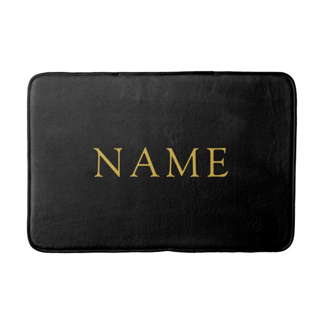 Tapis de bain noir uni personnalisé avec nom perso (Devant)
