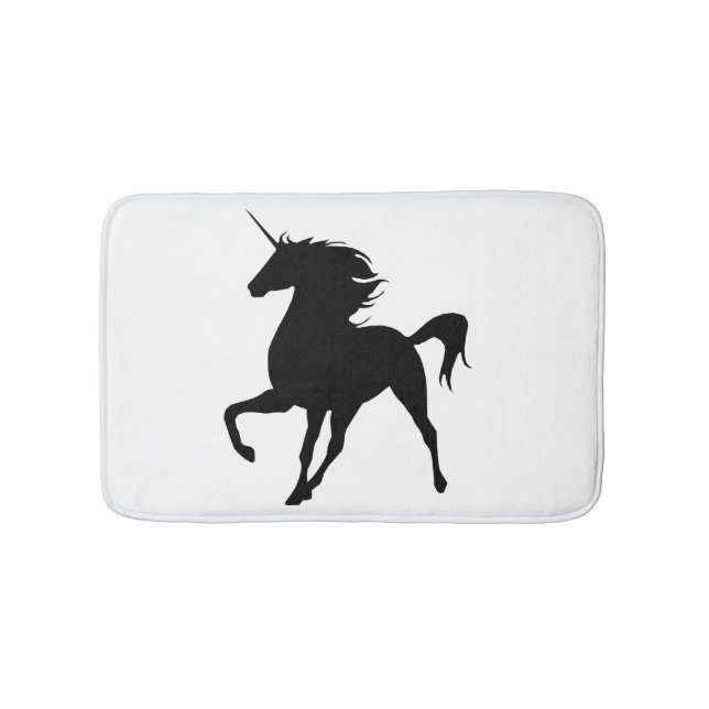 Tapis De Bain Noir Unicorne Silhouette Bath Mat (Devant)