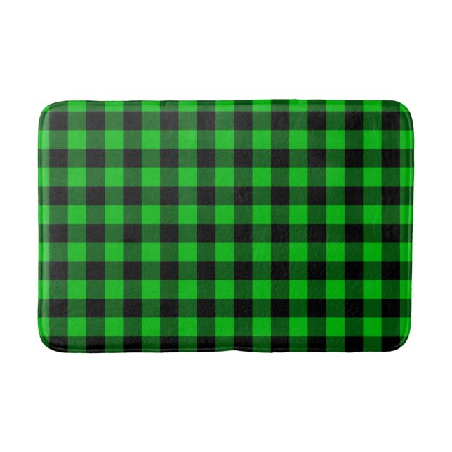 Tapis De Bain Noir Vert Plaid Chèque Bain Mat (Devant)