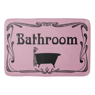 Tapis De Bain Noir vintage de rose de baquet de salle de bains