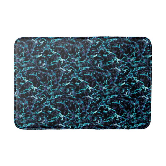 Tapis De Bain Noir violet & Choc électrique Aqua bleu (Devant)
