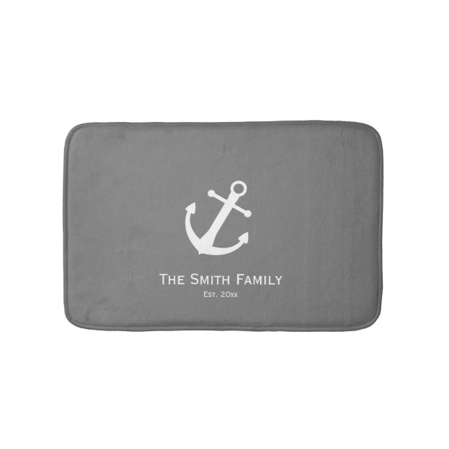 Tapis De Bain Nom de famille personnalisé Mat de bain gris foncé (Devant)