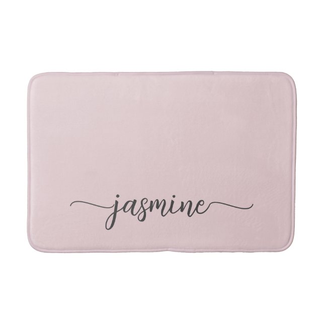 Tapis De Bain Nom de jeune fille en monogramme rose pâle minimal (Devant)