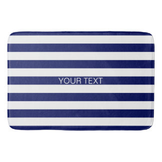 Tapis De Bain Nom de la bande préppie horizontale blanche de la