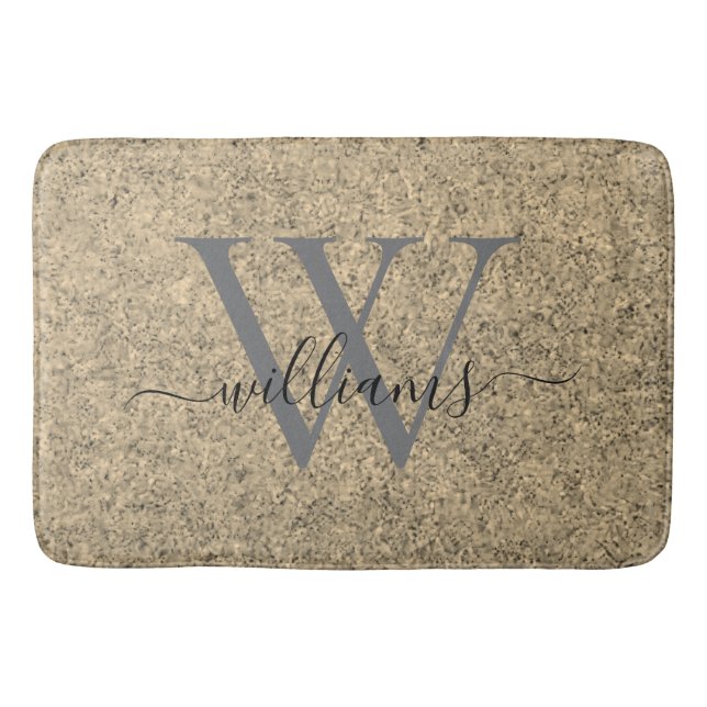 Tapis De Bain Nom de script de monogramme personnalisé moderne é (Devant)