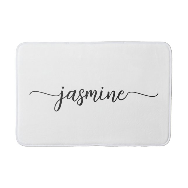 Tapis De Bain Nom de script minimaliste en monogramme blanc girl (Devant)