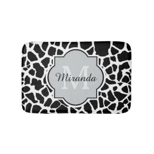 Tapis De Bain Nom décoré d'un monogramme d'impression blanc no