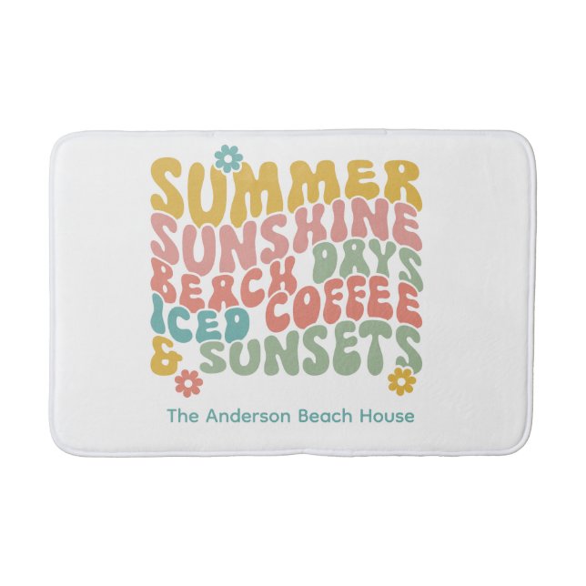 Tapis De Bain Nom du monogramme rose d'été Super (Devant)