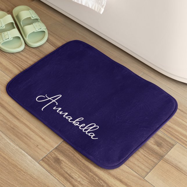 Tapis De Bain Nom élégant Bleu (Créateur téléchargé)