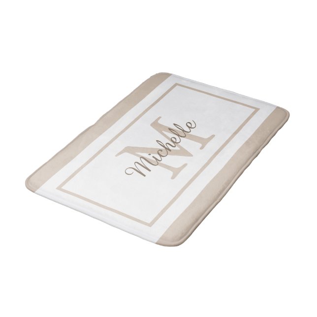 Tapis De Bain Nom élégant en écriture monogramme (Angle)