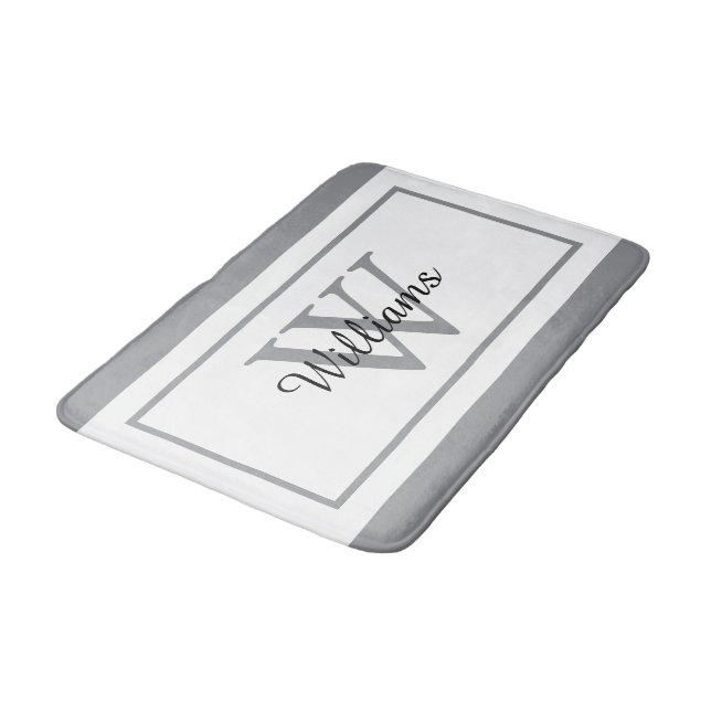 Tapis De Bain Nom élégant en écriture monogramme (Angle)