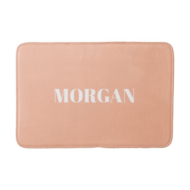 Tapis De Bain Nom en gras blanc sur l'Arrière - plan Peach (Devant)