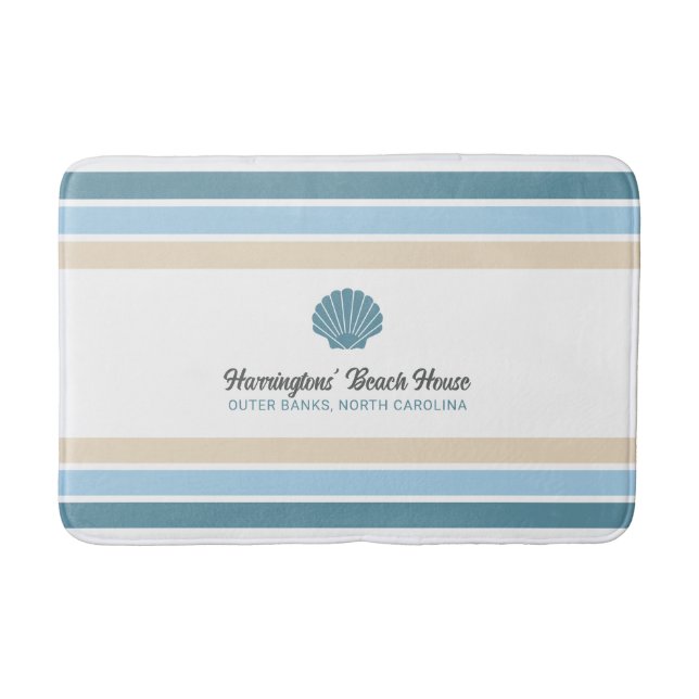 Tapis De Bain Nom et emplacement personnalisés Maison de plage (Devant)