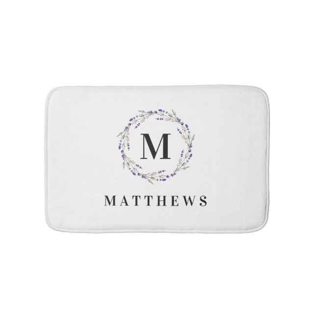 Tapis de bain - nom floral de monogramme de cercle (Devant)