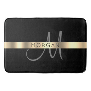 Tapis De Bain Nom & Grand Monogramme, Gris Black Gold