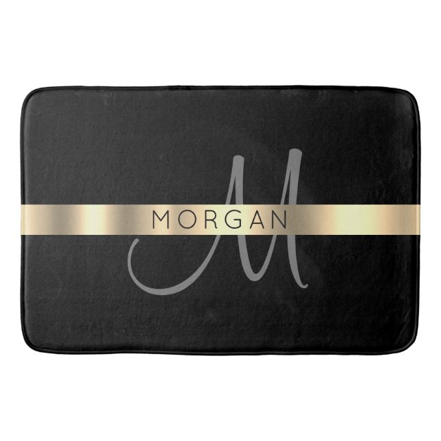 Tapis De Bain Nom & Grand Monogramme, Gris Black Gold (Devant)