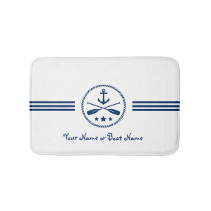 Tapis De Bain Nom ou bateau Ancre nautique et Oars croisés Marin