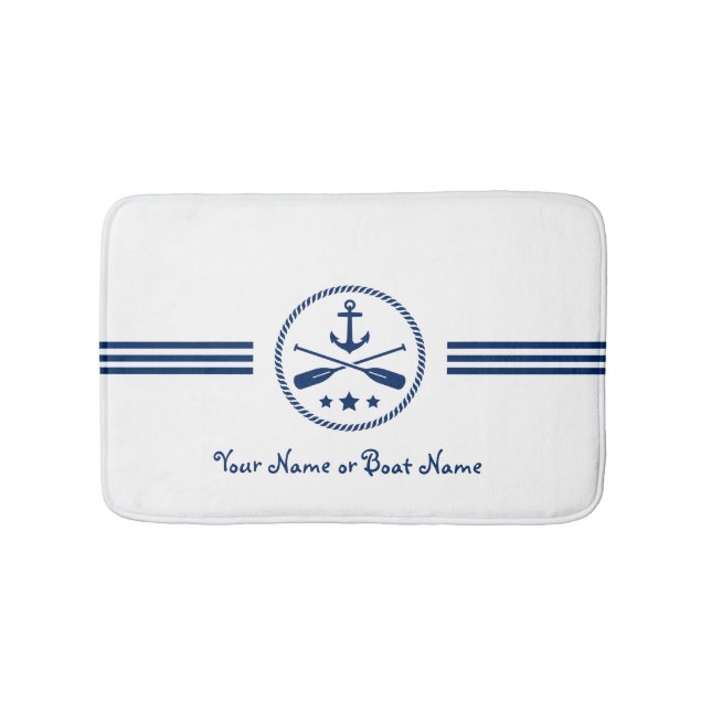 Tapis De Bain Nom ou bateau Ancre nautique et Oars croisés Marin (Devant)