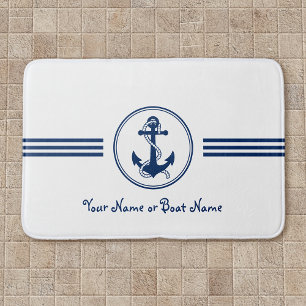 Tapis De Bain Nom personnalisé Ancre élégante et salle de bai