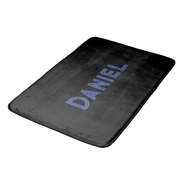 Tapis De Bain Nom personnalisé bleu sur le noir (Angle)