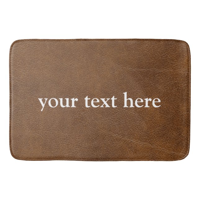 TAPIS DE BAIN NOM PERSONNALISÉ CUIR BRUN MODERNE (Devant)