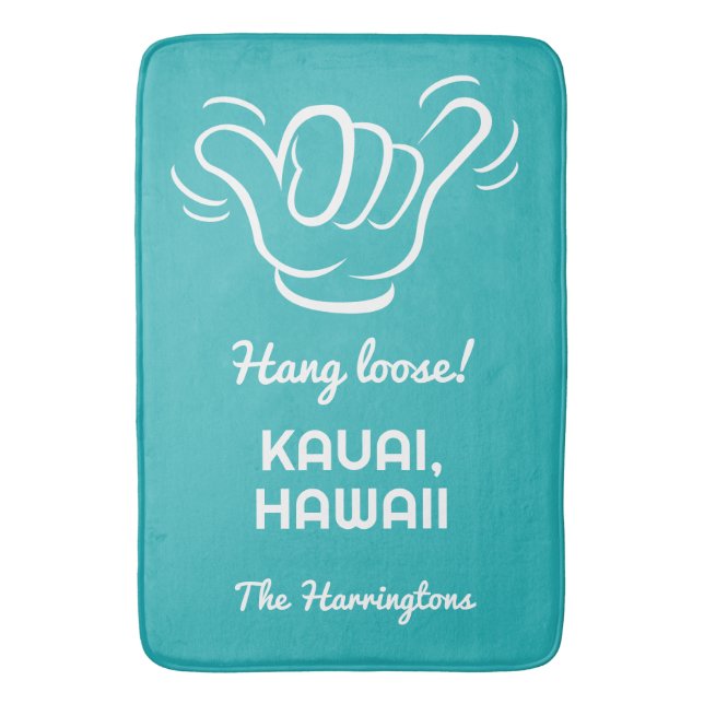 Tapis De Bain Nom personnalisé, emplacement et couleur Shaka (devant Vertical)
