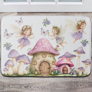 Tapis De Bain Nom personnalisé Fées magiques Champignons roses