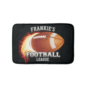 Tapis De Bain NOM Personnalisé Flames de football américain Sp