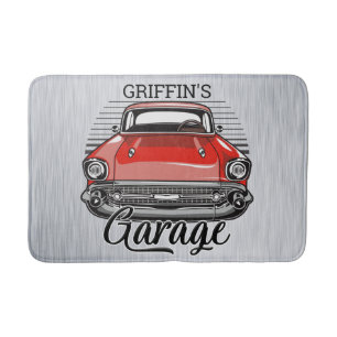 Tapis De Bain NOM personnalisé Garage de voiture classique rét