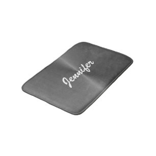 Tapis De Bain Nom personnalisé gris brillant faux métal