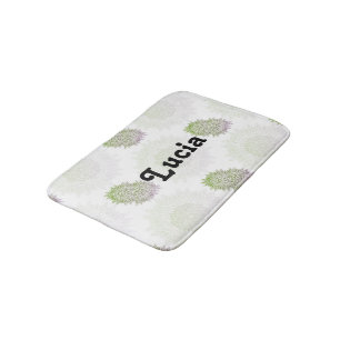 Tapis De Bain Nom personnalisé ombre mandala sur blanc
