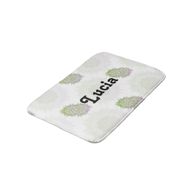 Tapis De Bain Nom personnalisé ombre mandala sur blanc (Angle)
