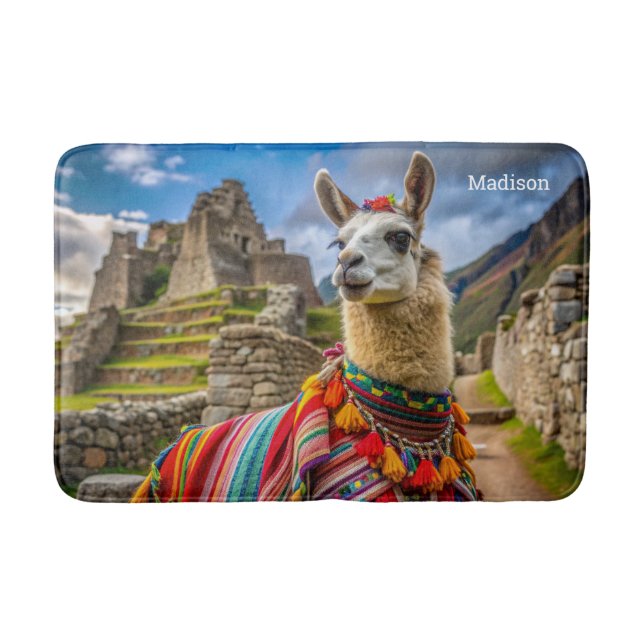 Tapis De Bain Nom personnalisé Pérou Llama (Devant)
