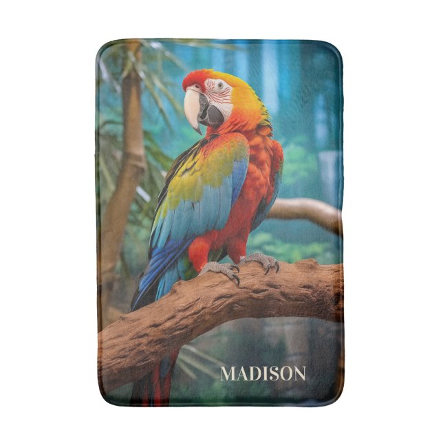 Tapis De Bain Nom personnalisé Perroquet coloré (Devant (Vertical))