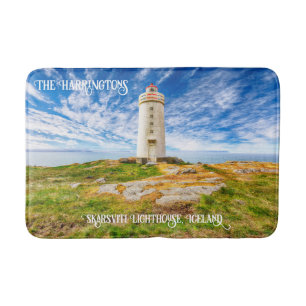 Tapis De Bain Nom personnalisé Phare de Skarsviti, Islande