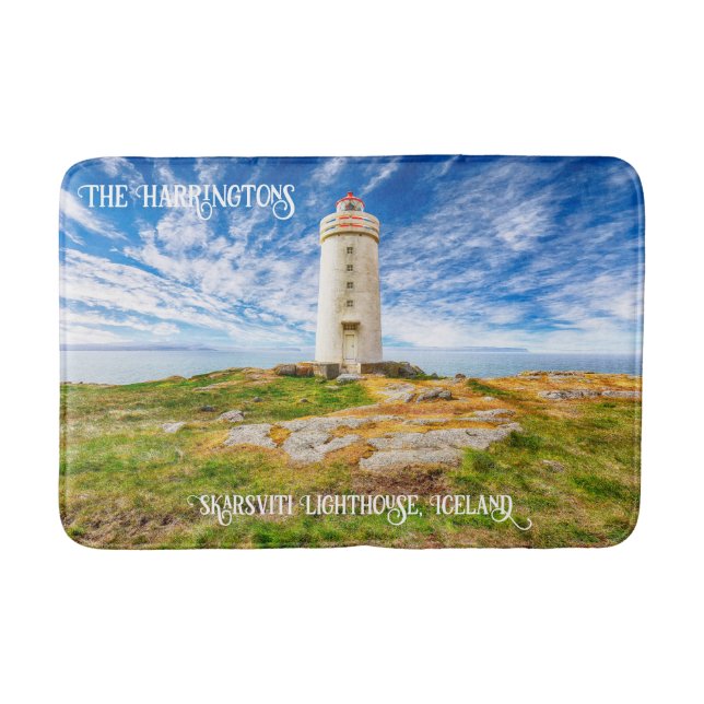 Tapis De Bain Nom personnalisé Phare de Skarsviti, Islande (Devant)
