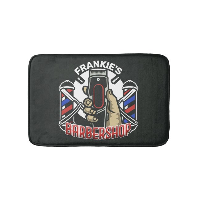 Tapis De Bain Nom personnalisé Retro Barber Shop Pole Barbershop (Devant)
