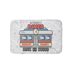 Tapis De Bain NOM Personnalisé Retro les années 50 Diner Signe C