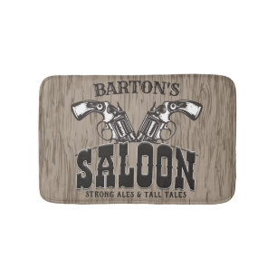 Tapis De Bain NOM PERSONNALISÉ Salon de la révolver Wild West 