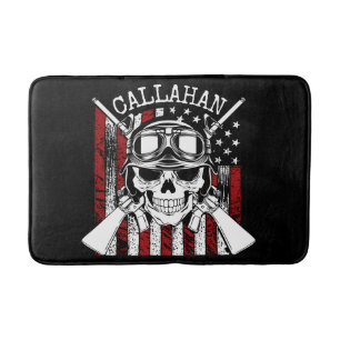 Tapis De Bain NOM personnalisé Soldat Crâne Double Armes USA D