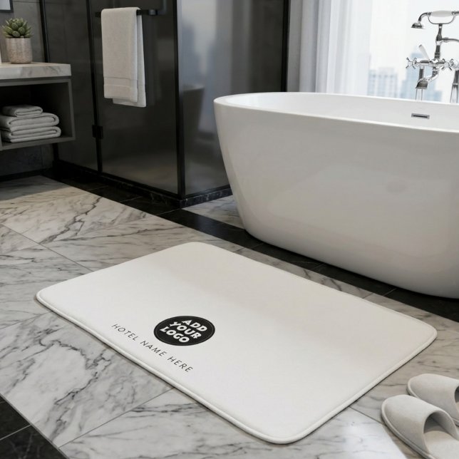 Tapis De Bain Nom simple de l'hôtel et du restaurant en blanc (Créateur téléchargé)