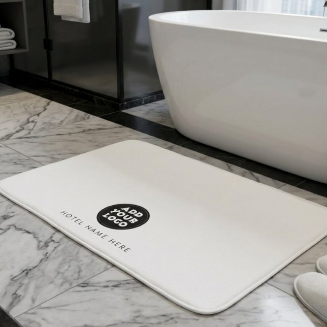 Tapis De Bain Nom simple de l'hôtel et du restaurant en blanc (Créateur téléchargé)