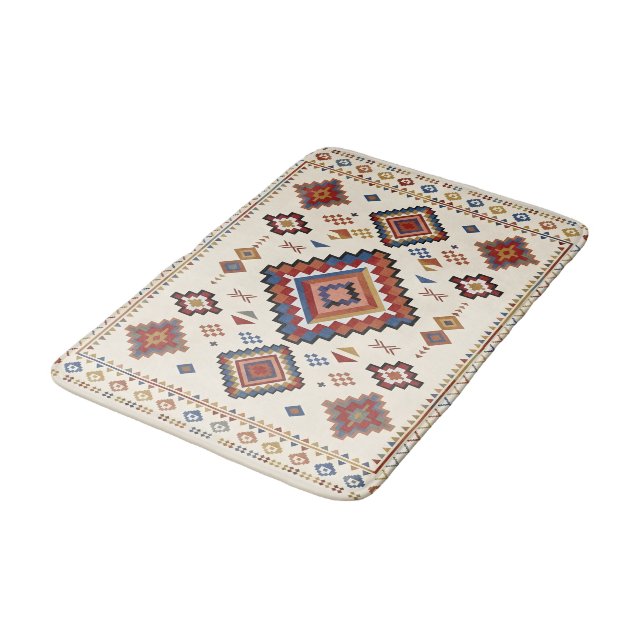 Tapis De Bain Nomade Confetti Désert – Tribal Marocain Vibrant (Angle)