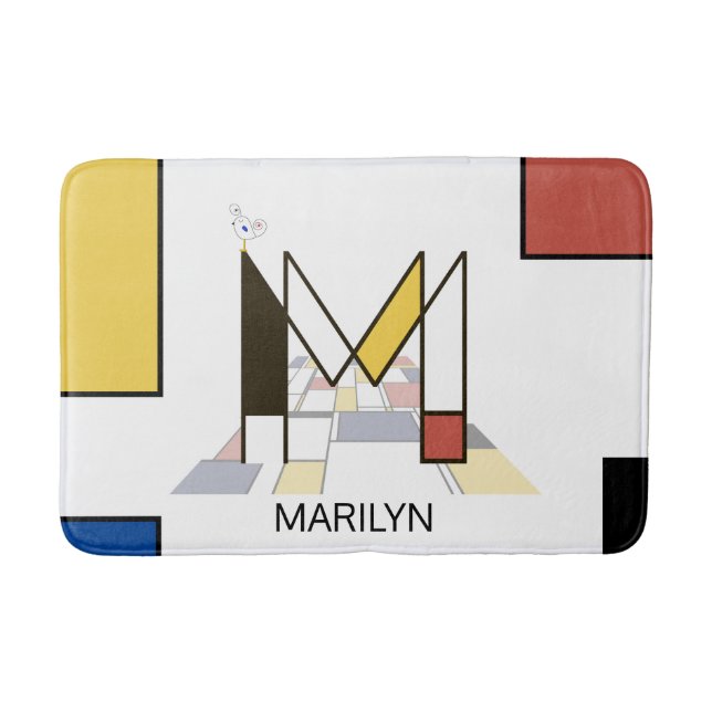 Tapis De Bain Noplasticisme incroyable Art Monogramme. Lettre M (Devant)