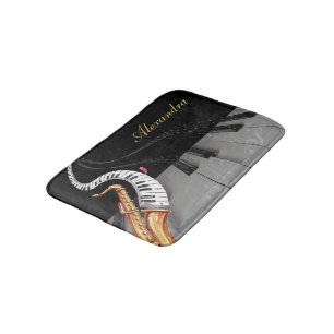 Tapis De Bain Note de musique de piano saxophone de luxe personn