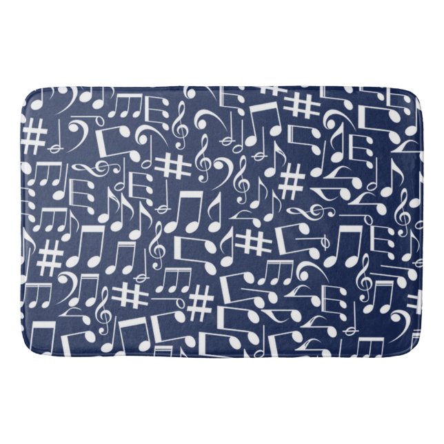 Tapis De Bain Notes de musique blanches dansant Musiciens Amoure (Devant)