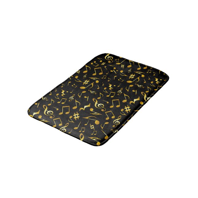 Tapis De Bain Notes de musique classique et simple sur Black (Angle)