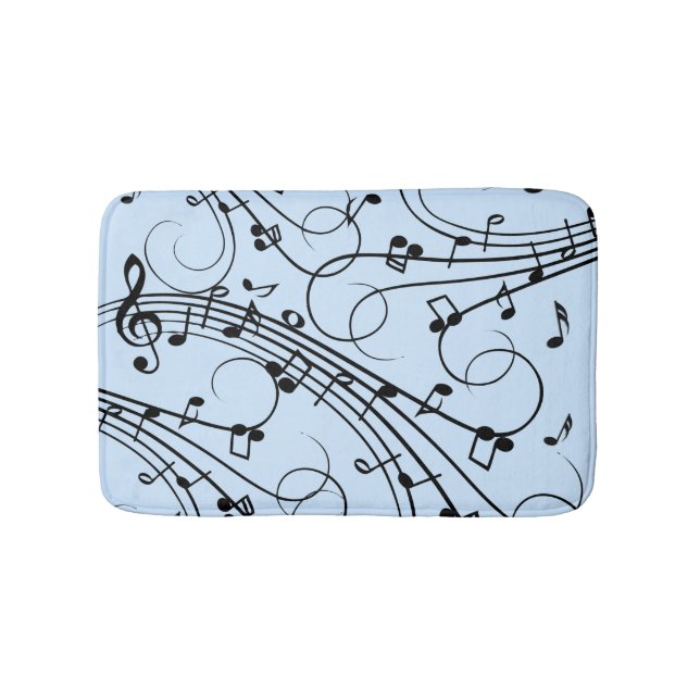 Tapis De Bain Notes de musique fantaisie Bleu (Devant)