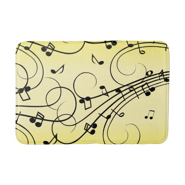 Tapis De Bain Notes de musique fantaisie jaune (Devant)